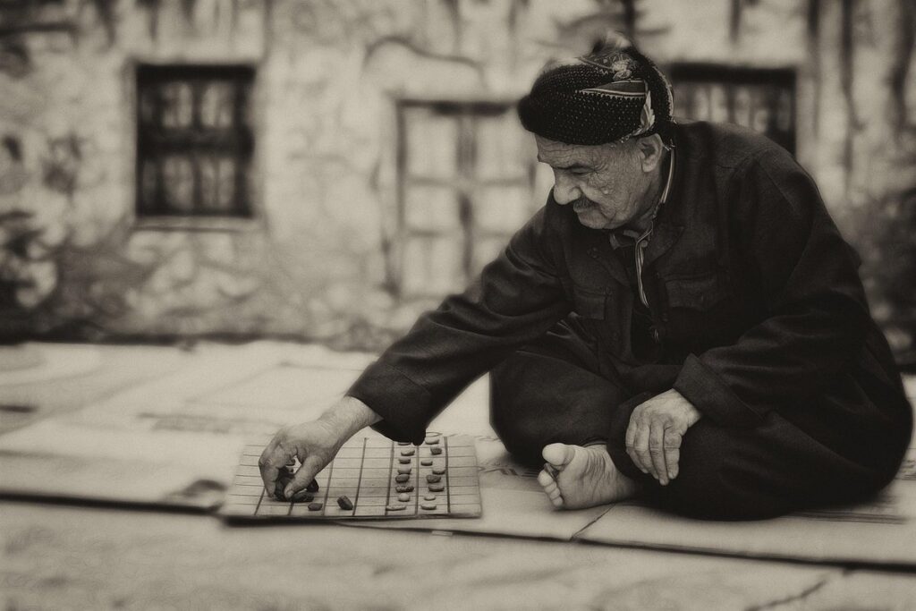 Elderly playing games