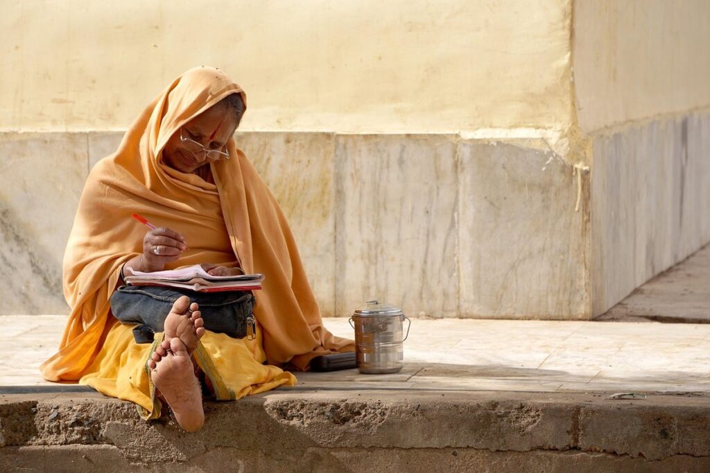 elderly woman sitting